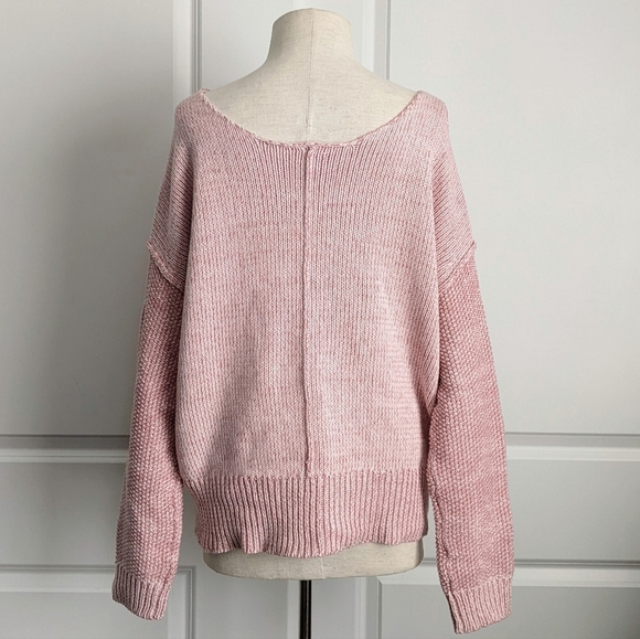 Rebecca Minkoff Sweater Cotton Knit Bateau & V-Neck Reversible Twist Pink L NWT - Picture 13 of 16